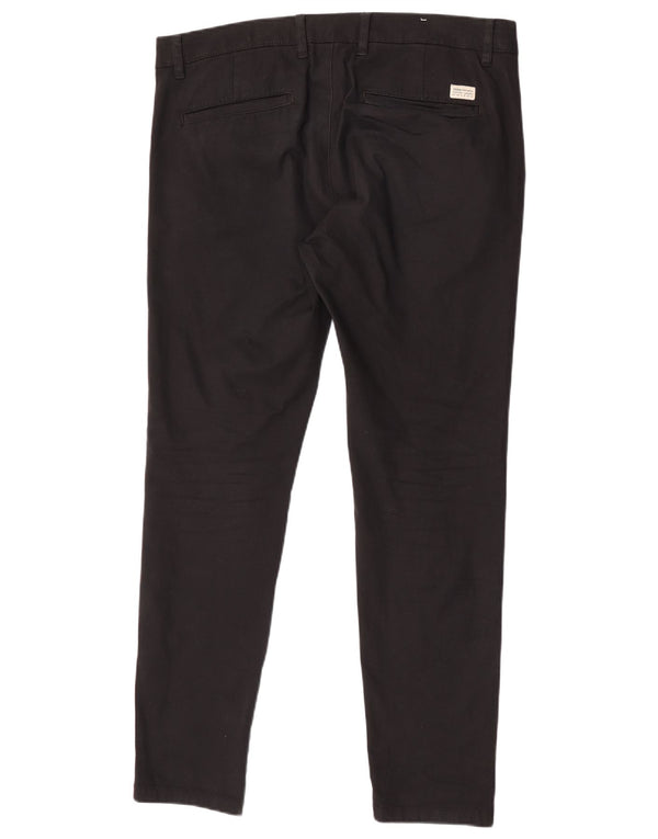 Zara Mens Slim Chino Trousers EU 44 Large W34 L32 Black Cotton