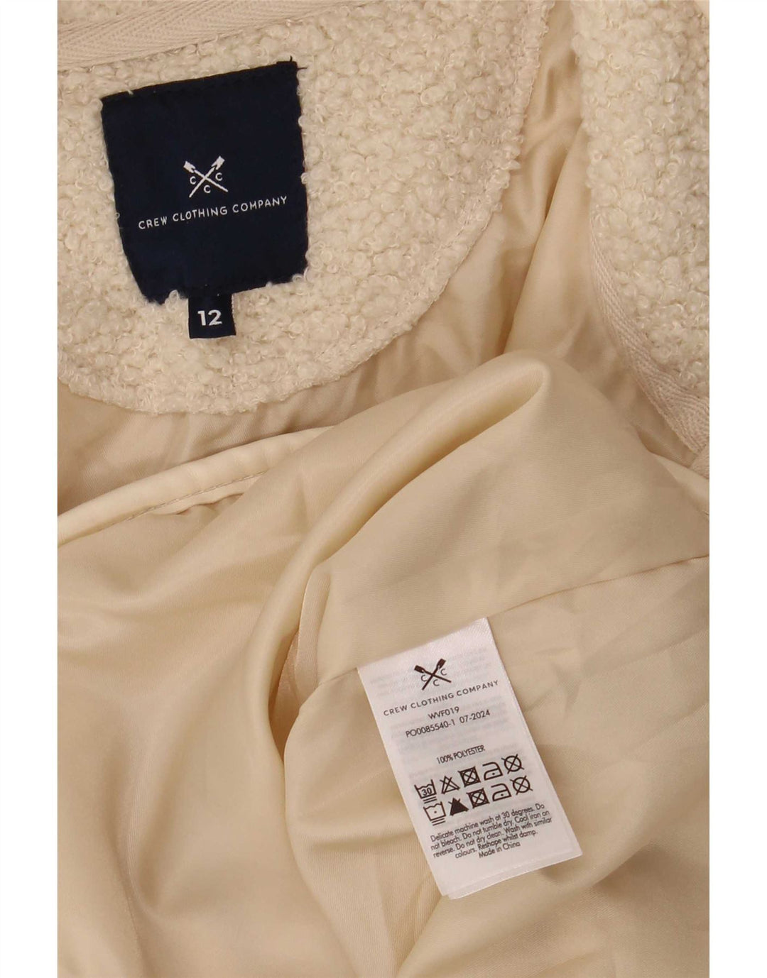 Crew Clothing Womens Fleece Jacket UK 12 Medium Beige Polyester