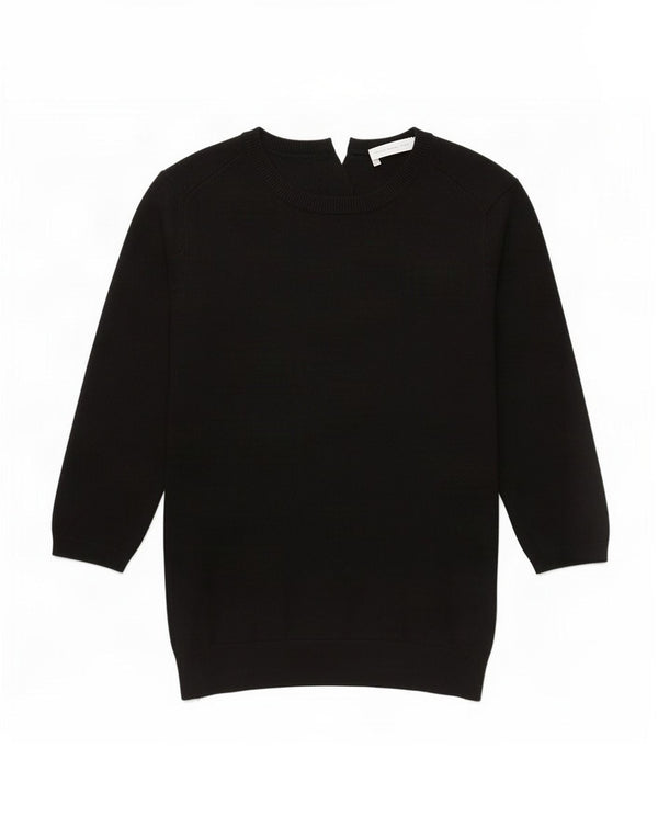 Zara Womens 3/4 Sleeve Boat Neck Jumper Sweater UK 8 Small Black Viscose