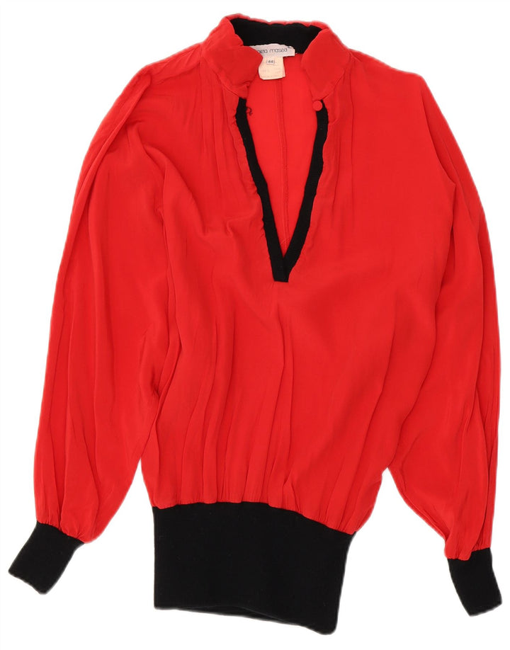 Daniela Massa Womens Long Sleeve Blouse Top IT 44 Medium Red Colourblock