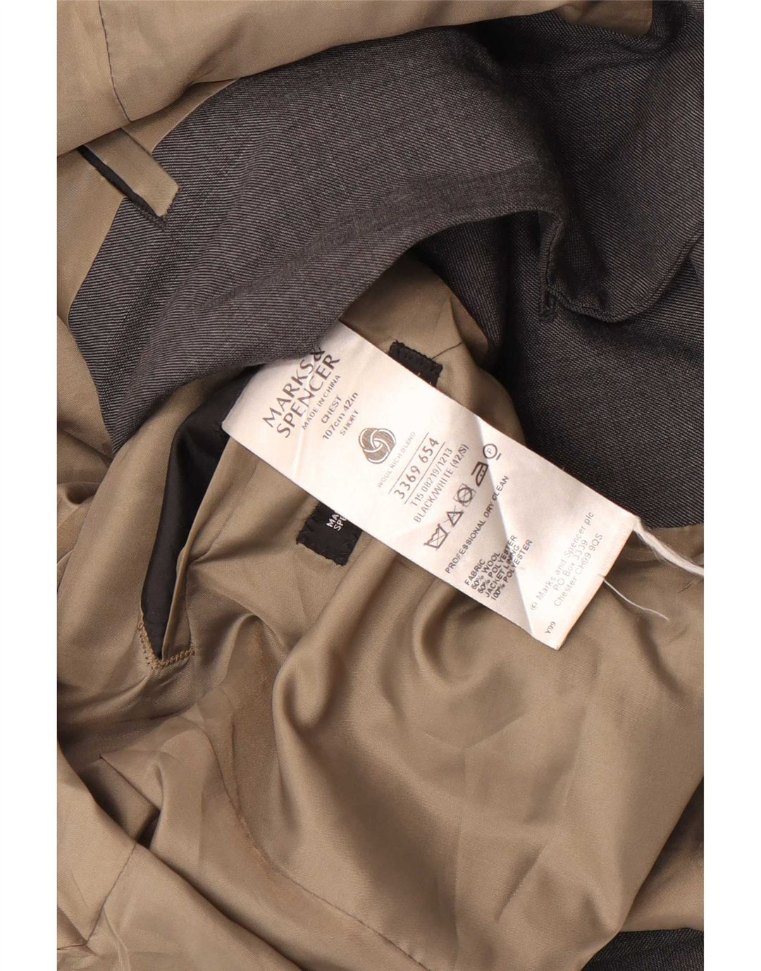 Marks & Spencer Mens 2 Button Blazer Jacket UK 42 Large Grey Wool