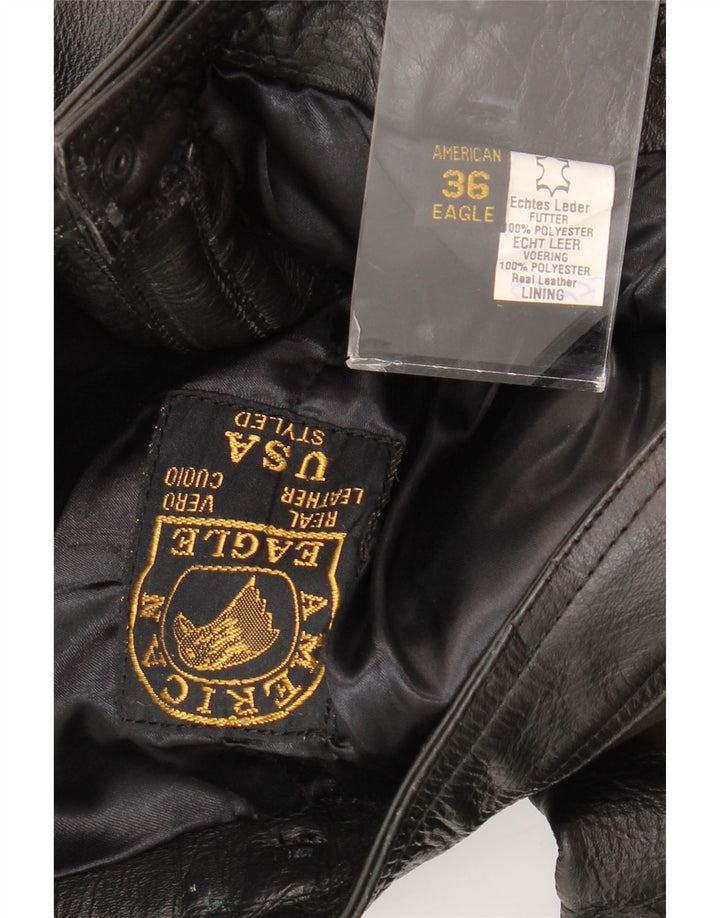 American Eagle Mens Slim Leather Trousers W36 L30 Black Leather