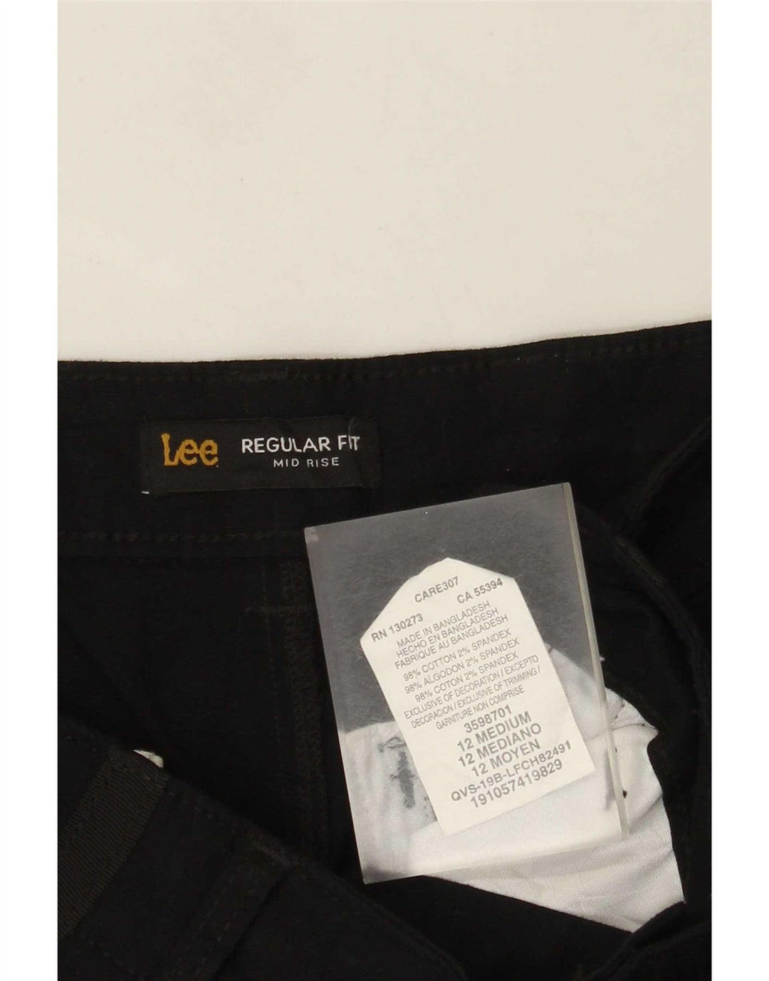 Lee Womens Mid Rise Regular Fit Cargo Shorts US 12 Large W32 Black Cotton