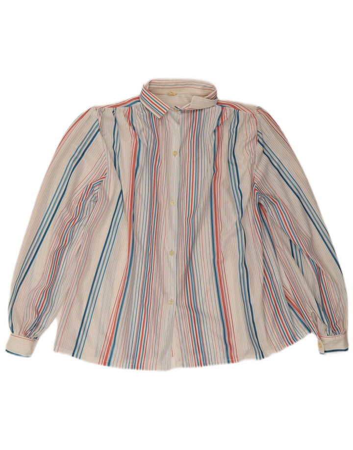 Vintage Womens Shirt Blouse UK 16 Large Multicoloured Striped Polyester