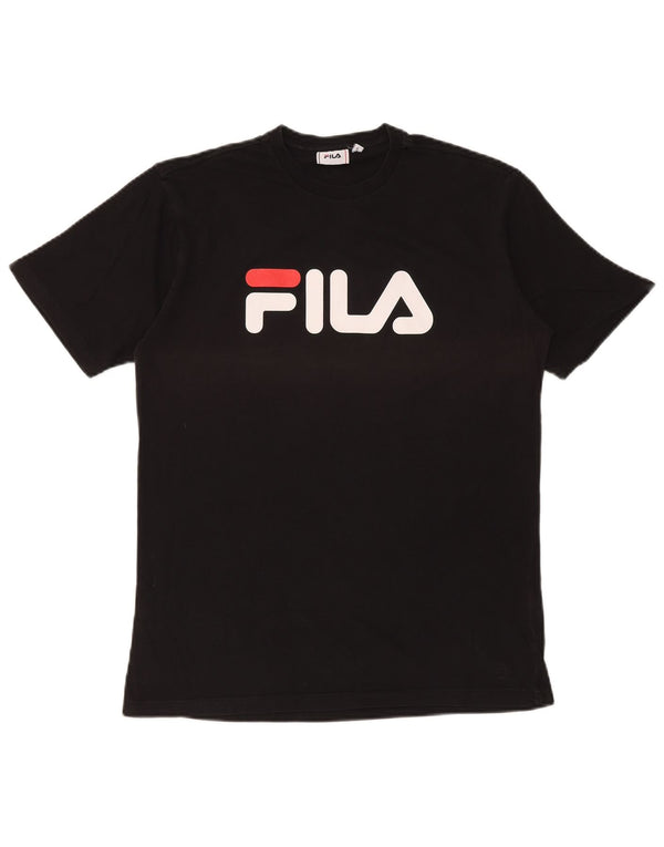 Fila Mens Graphic T-Shirt Top Small Black Cotton