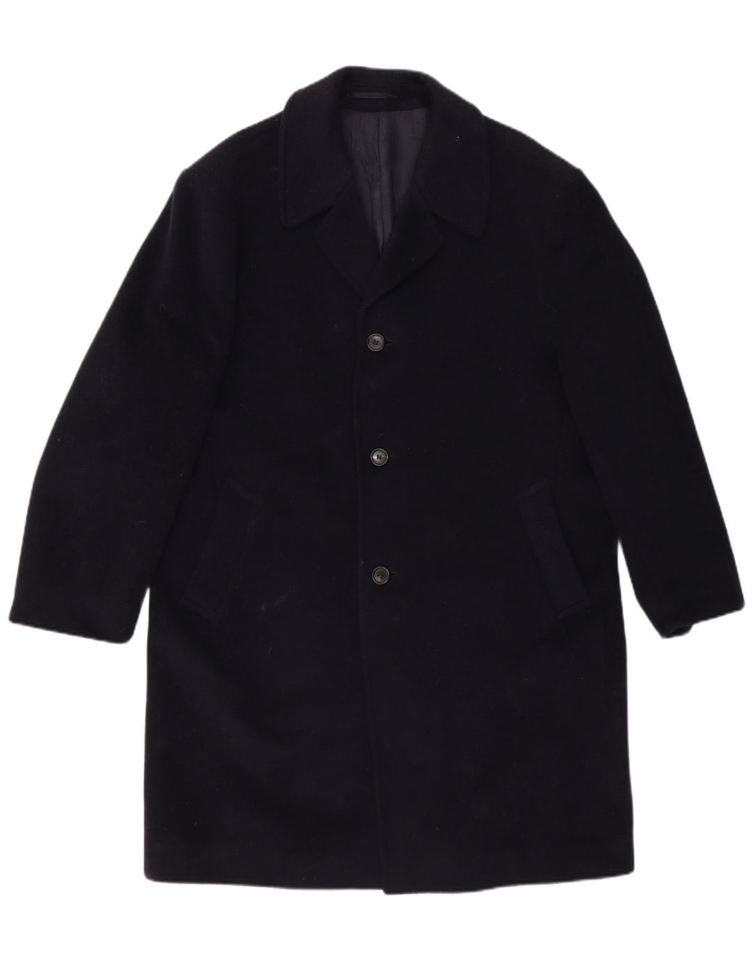 WELLINGTON Mens Overcoat UK 42 XL Navy Blue Wool