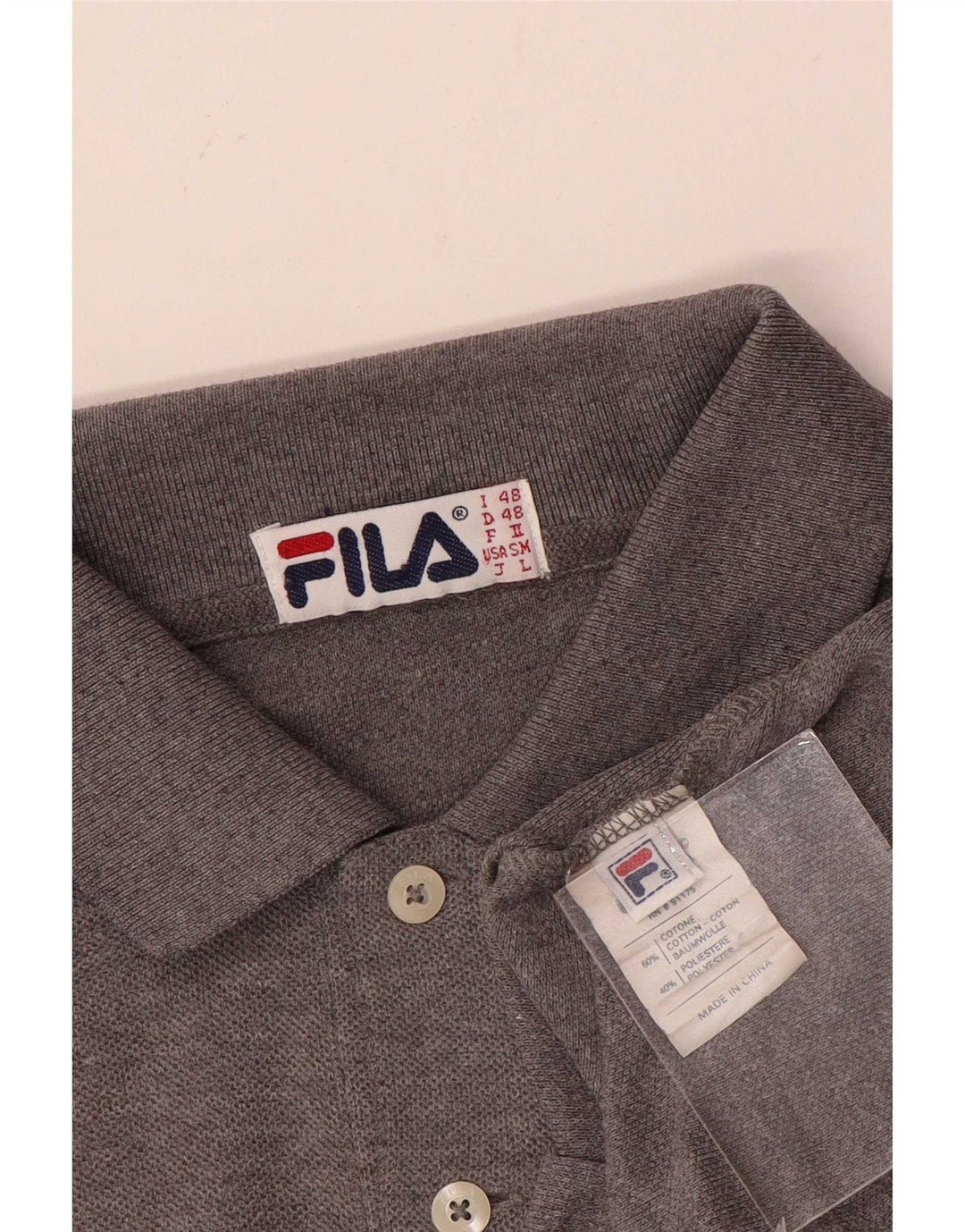 Fila Mens Polo Shirt IT 48 Medium Grey Cotton