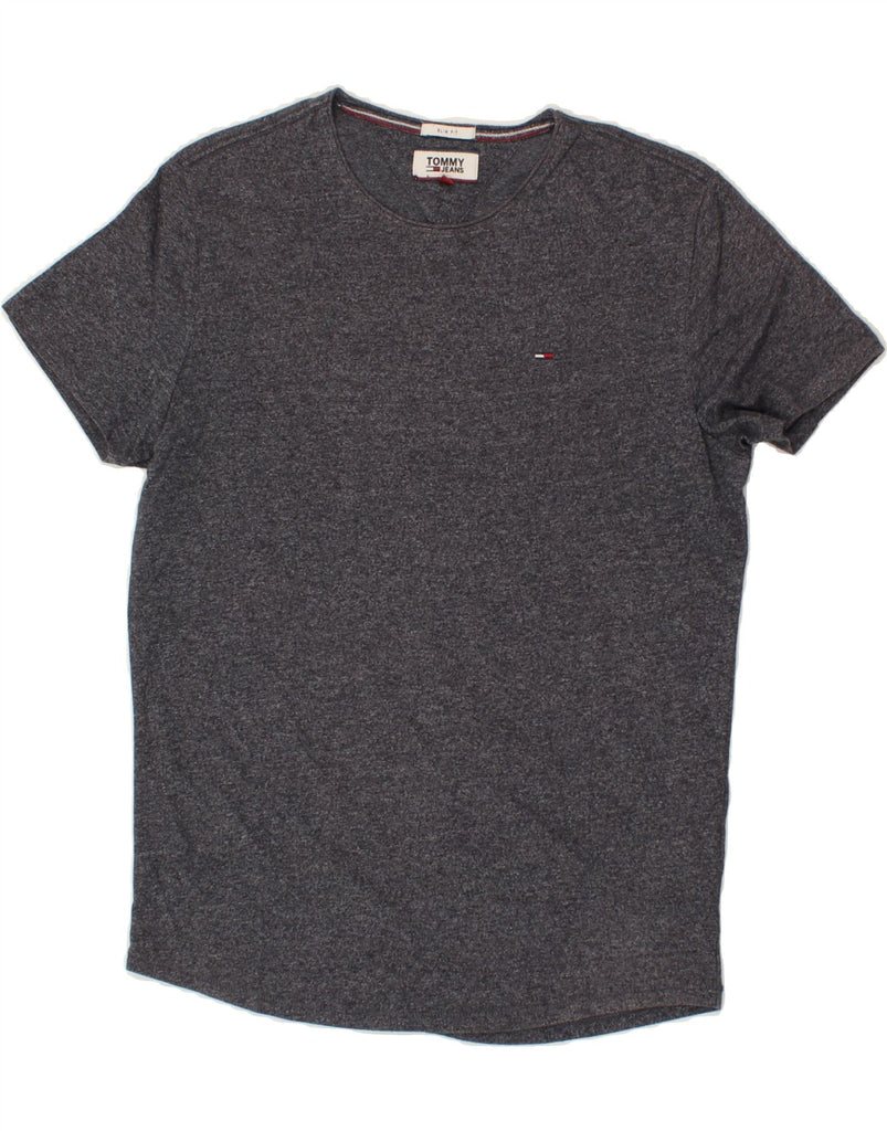 TOMMY HILFIGER Mens Slim Fit T-Shirt Top Small Grey Flecked Cotton | Vintage Tommy Hilfiger | Thrift | Second-Hand Tommy Hilfiger | Used Clothing | Messina Hembry 