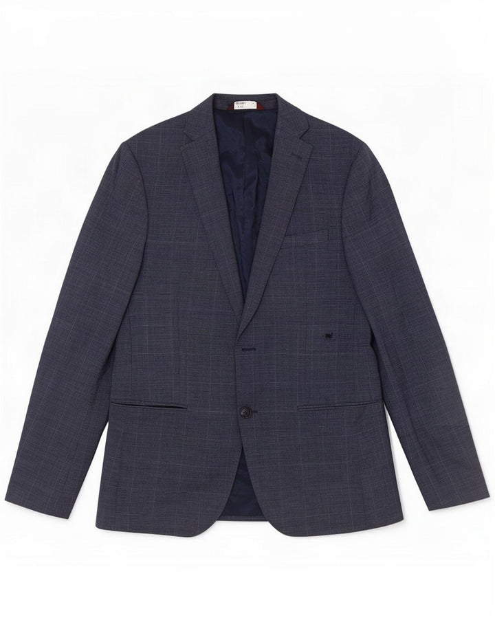 Marks & Spencer Mens Slim Fit 1 Button Blazer Jacket UK 40 Large Blue Check