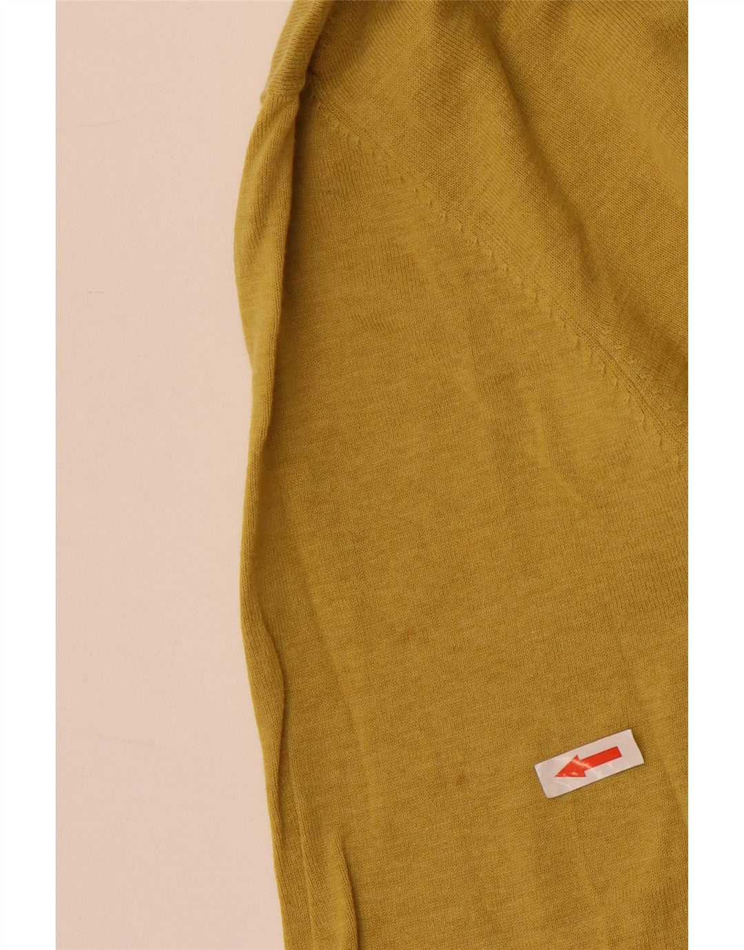 Massimo Dutti Mens V-Neck Jumper Sweater Large Yellow Cotton