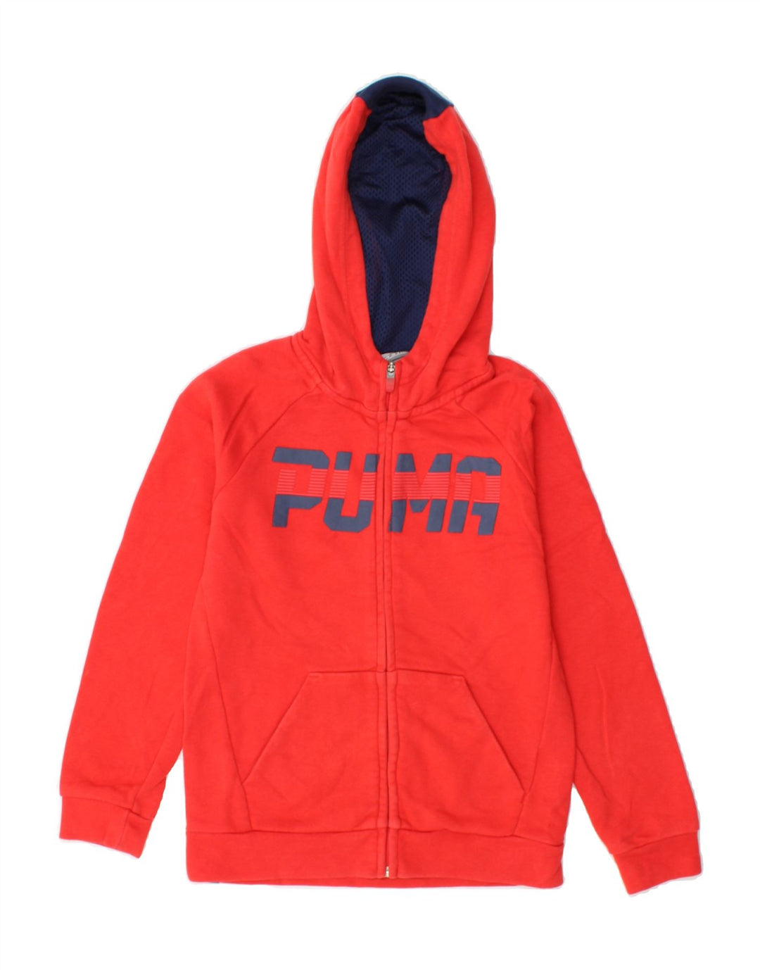 PUMA Boys Graphic Zip Hoodie Sweater 9-10 Years Medium  Red Cotton Vintage Puma and Second-Hand Puma from Messina Hembry 