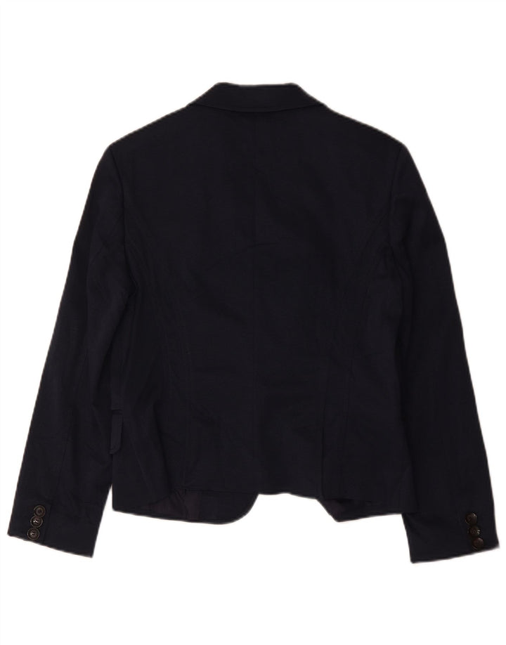 Seventy Womens 2 Button Blazer Jacket IT 48 XL Navy Blue Cotton