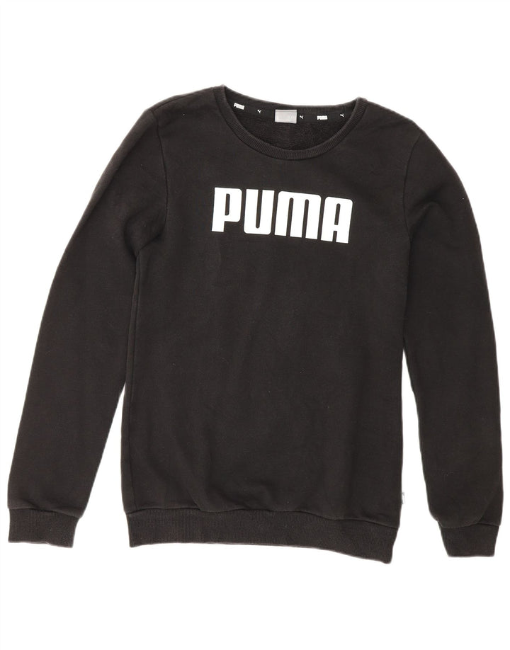 PUMA Boys Graphic Sweatshirt Jumper 13-14 Years Black Cotton