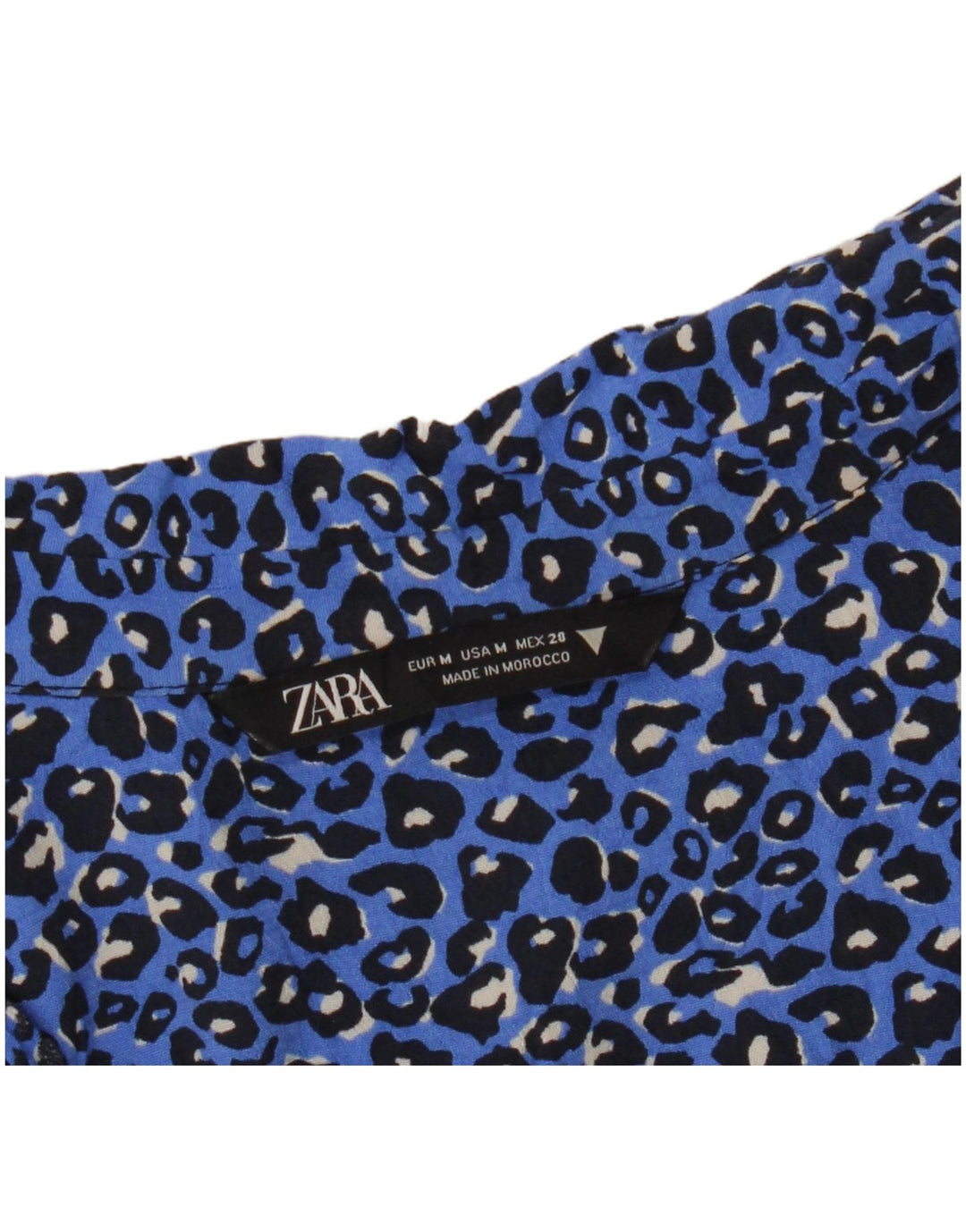Zara Womens Shirt UK 14 Medium Blue Animal Print