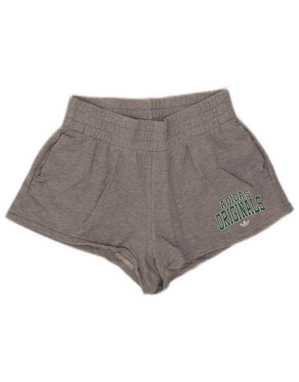 Adidas Womens Graphic Sport Shorts UK 8/10 Small  Grey Flecked Cotton
