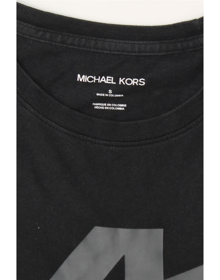 MICHAEL KORS Mens Graphic T-Shirt Top Small Black Cotton