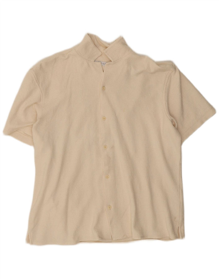 Zara Mens Short Sleeve Shirt Large Off White Cotton