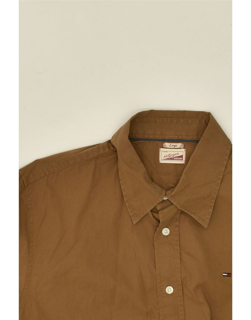 TOMMY HILFIGER Mens Classic Shirt Large Brown Cotton | Vintage Tommy Hilfiger | Thrift | Second-Hand Tommy Hilfiger | Used Clothing | Messina Hembry 