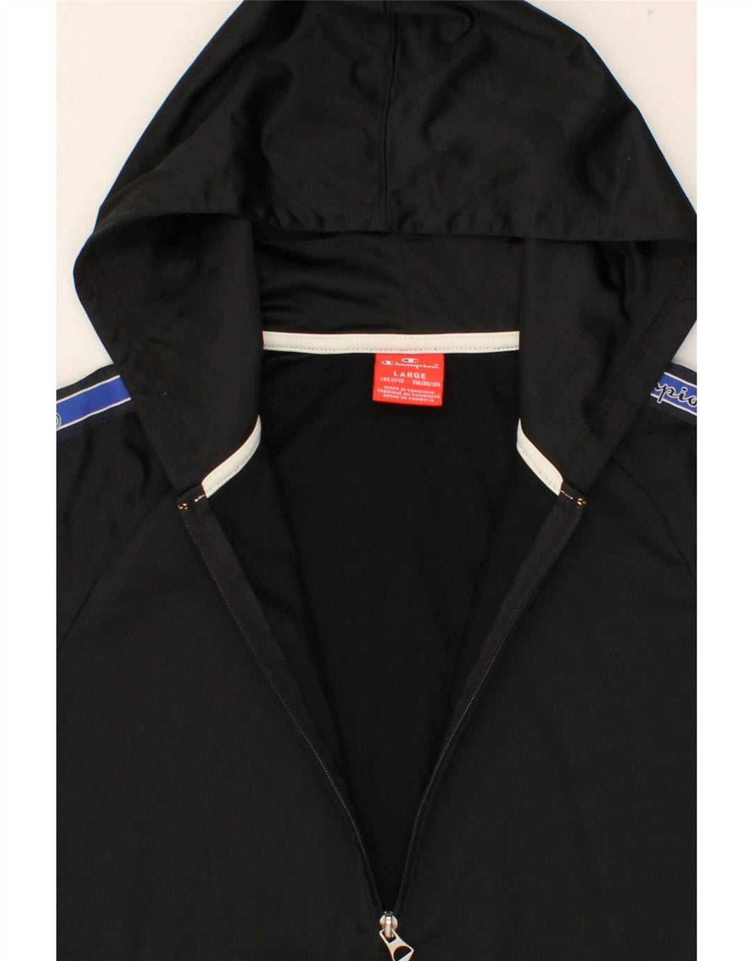 CHAMPION Boys Graphic Zip Hoodie Sweater 11-12 Years Large Black Polyester Vintage Champion and Second-Hand Champion from Messina Hembry 