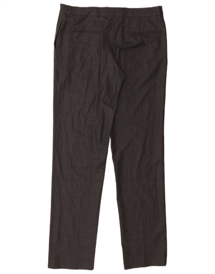 Zara Mens Straight Suit Trousers EU 44 Large W34 L34 Grey Wool