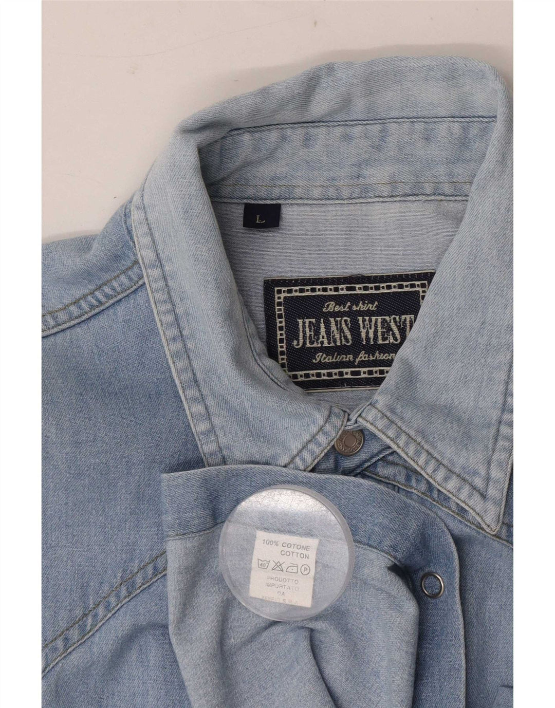 Vintage Mens Denim Shirt Large Blue Cotton