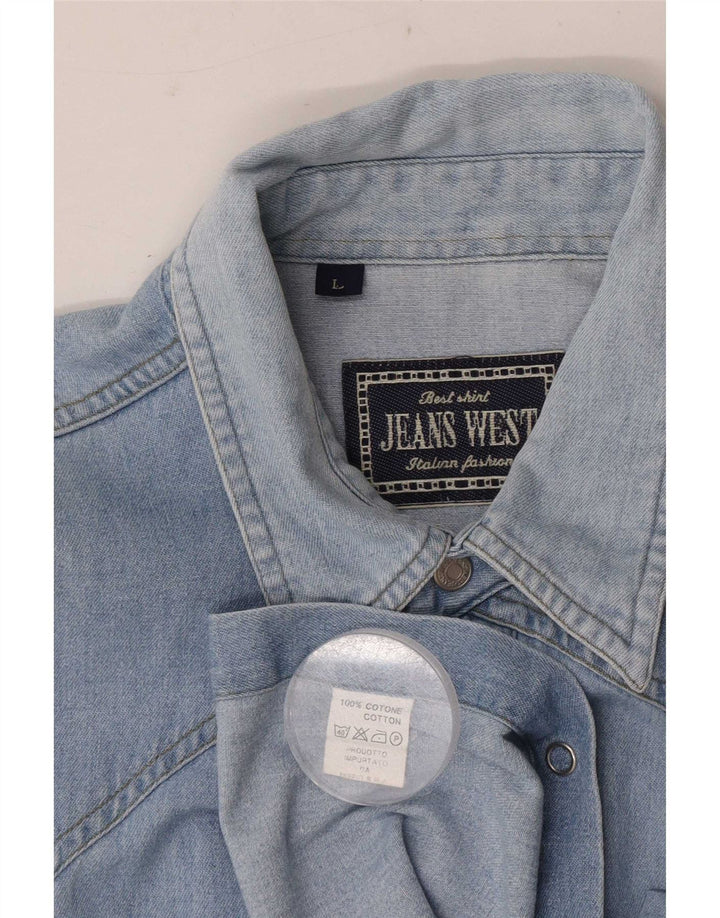 Vintage Mens Denim Shirt Large Blue Cotton