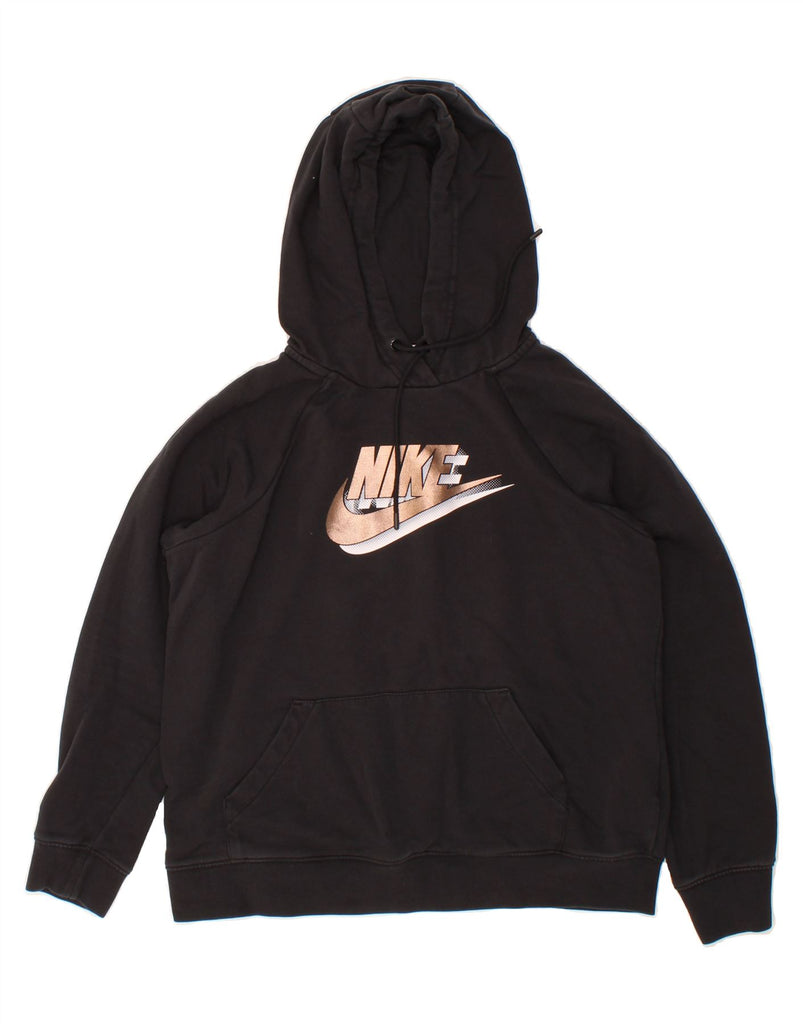 NIKE Womens Graphic Hoodie Jumper UK 14 Medium Black Cotton Vintage Nike and Second-Hand Nike from Messina Hembry 