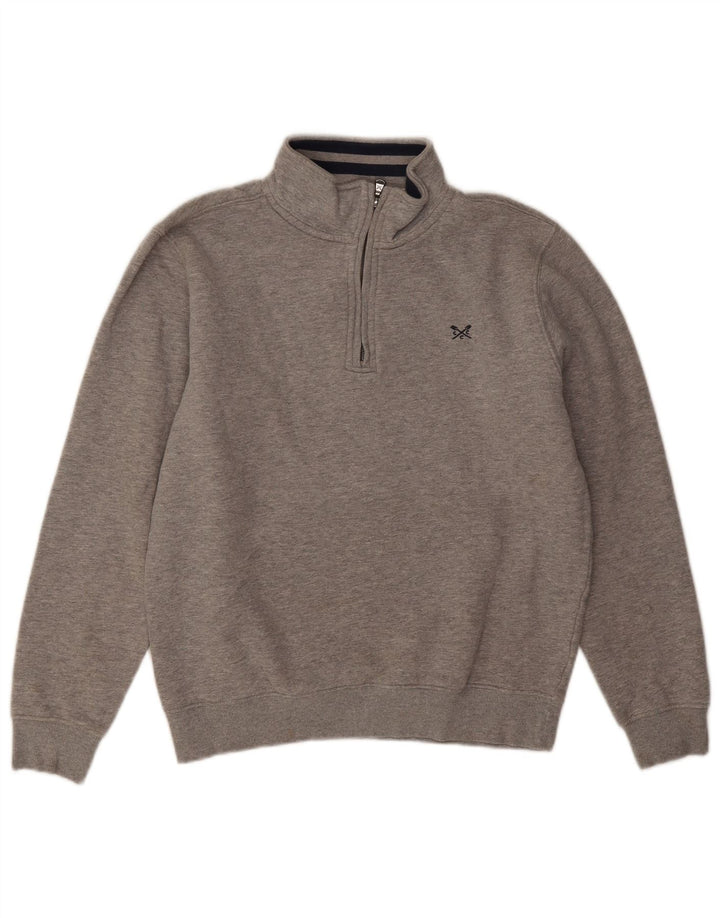 Crew Clothing Mens Zip Neck Sweatshirt Jumper Medium Grey Cotton