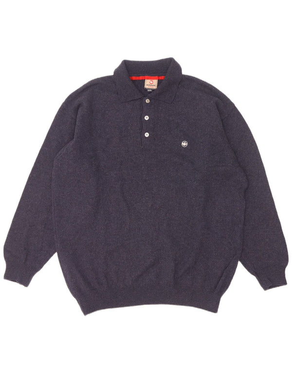 Murphy & Nye Mens Polo Neck Jumper Sweater 2XL Navy Blue Wool