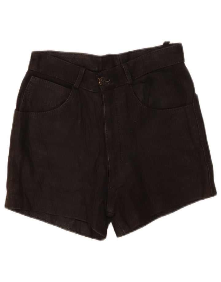 Vintage Womens Leather Shorts W24 XS Black