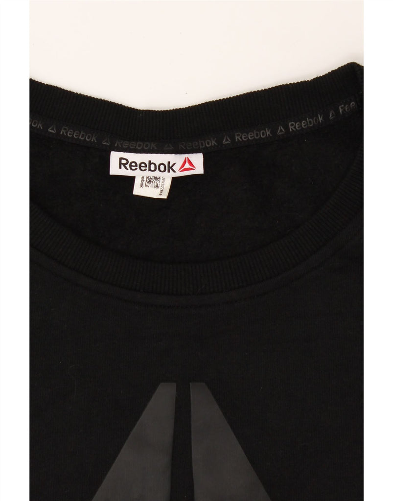 REEBOK Womens Graphic Oversized Sweatshirt Jumper UK 18 XL Black Vintage Reebok and Second-Hand Reebok from Messina Hembry 