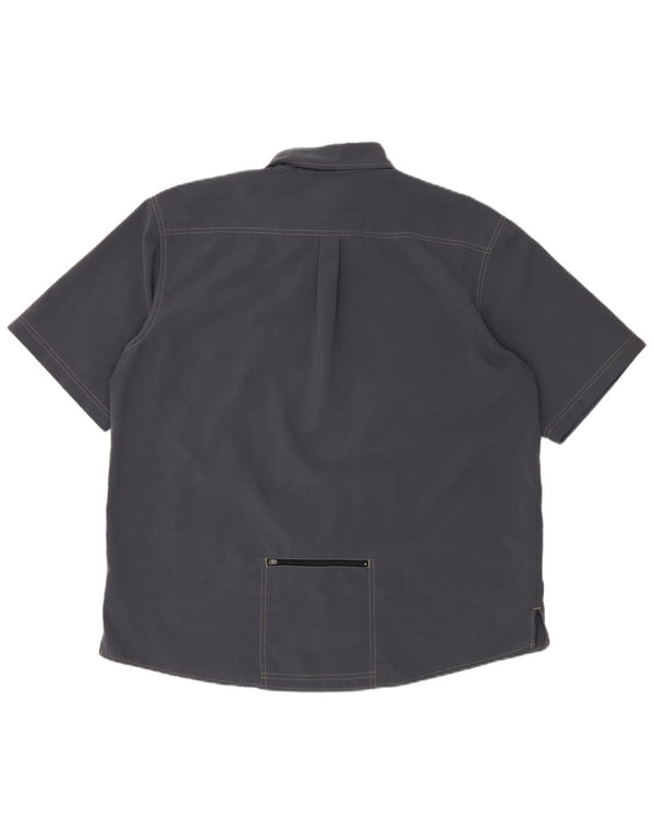 ADIDAS Mens Short Sleeve Shirt UK 46/48 XL Navy Blue Polyester