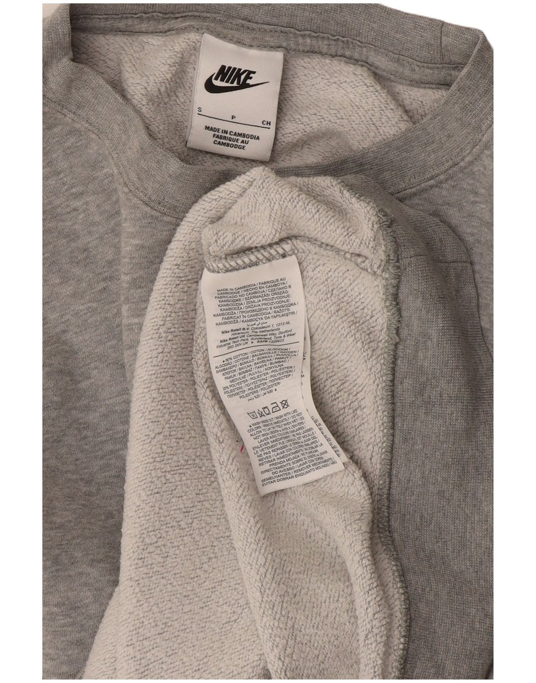 Nike Womens Graphic Oversized Sweatshirt Jumper UK 10 Small Grey Cotton