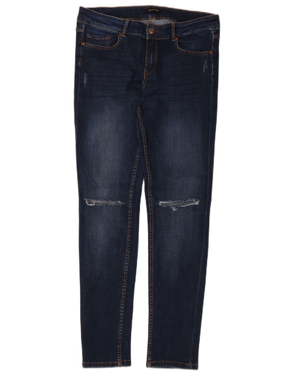 Massimo Dutti Womens Distressed Skinny Jeans EU 42 Large W32 L30 Navy Blue