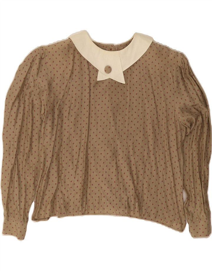 VINTAGE Womens Shirt Blouse EU 36 Small Brown Flecked Viscose Vintage Vintage and Second-Hand Vintage from Messina Hembry 