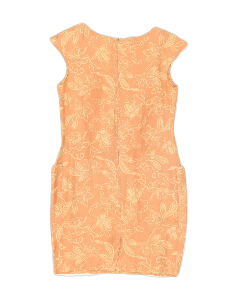 MARELLA Womens Sheath Dress UK 12 Medium Orange Floral Viscose | Vintage Marella | Thrift | Second-Hand Marella | Used Clothing | Messina Hembry 