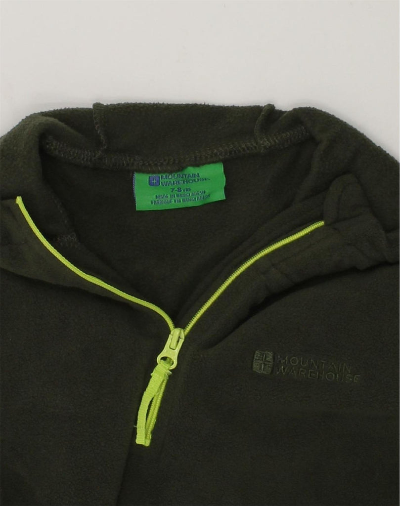 MOUNTAIN WAREHOUSE Boys Hooded Zip Neck Fleece Jumper 7-8 Years Green | Vintage Mountain Warehouse | Thrift | Second-Hand Mountain Warehouse | Used Clothing | Messina Hembry 