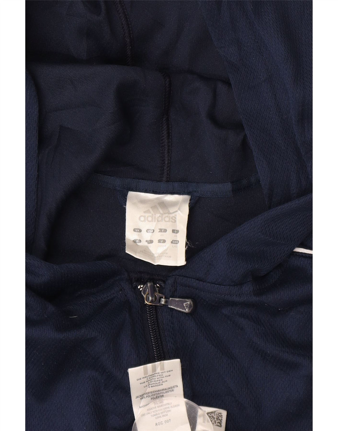 Adidas Womens Hooded Tracksuit Top Jacket UK 18 XL Navy Blue Polyester