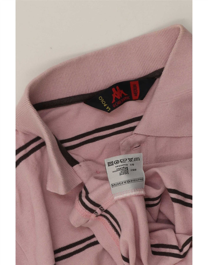 Kappa Mens Polo Shirt Medium Pink Striped Cotton