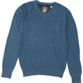 Diesel Mens V-Neck Jumper Sweater Large Blue Cotton