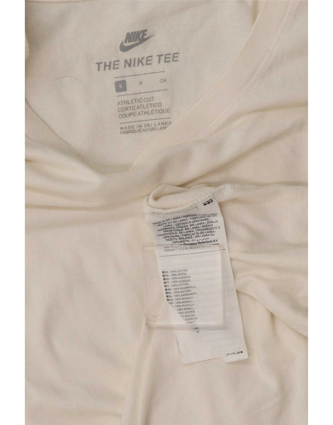 Nike Mens Athletic Cut T-Shirt Top Small White Cotton