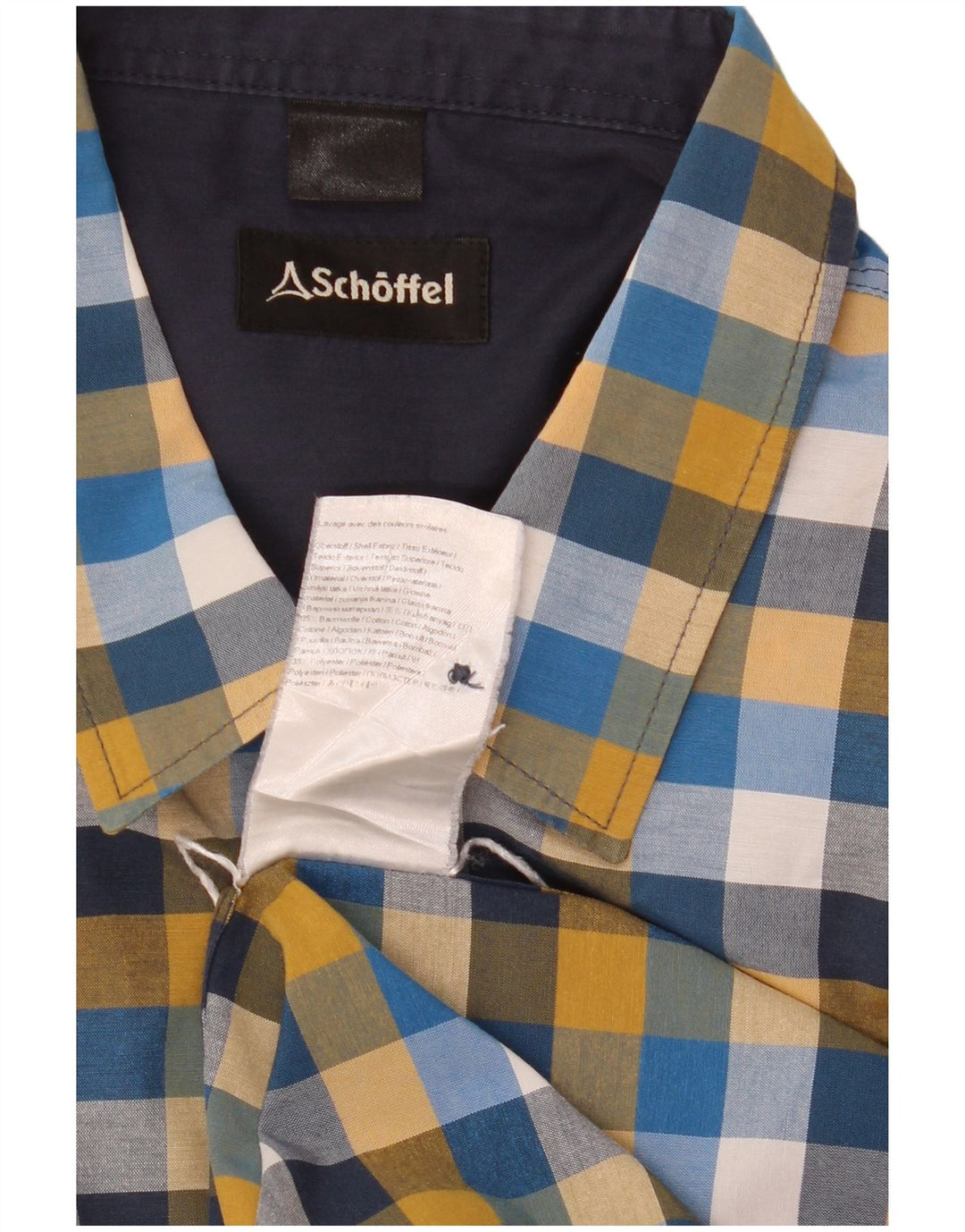 Schoffel Mens Shirt Large Blue Check Cotton