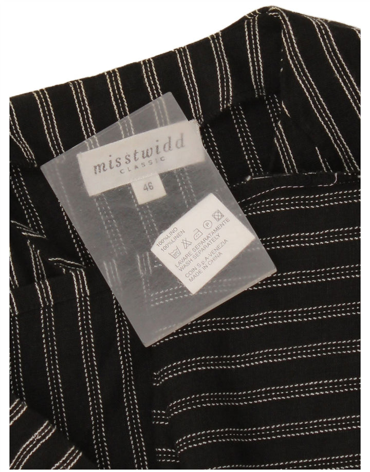 Misstwidd Womens Sleeveless Blouse Top IT 46 Large Black Striped Linen
