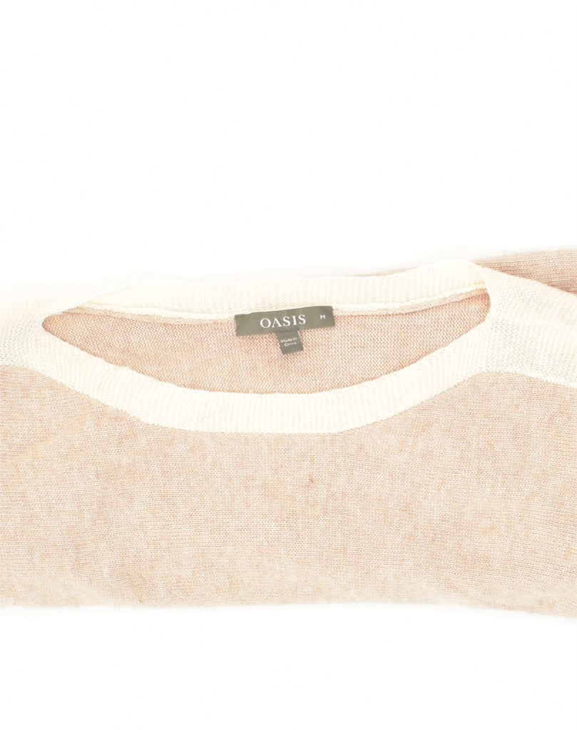 OASIS Womens Boat Neck Jumper Sweater UK 12 Medium Beige Colourblock | Vintage Oasis | Thrift | Second-Hand Oasis | Used Clothing | Messina Hembry 