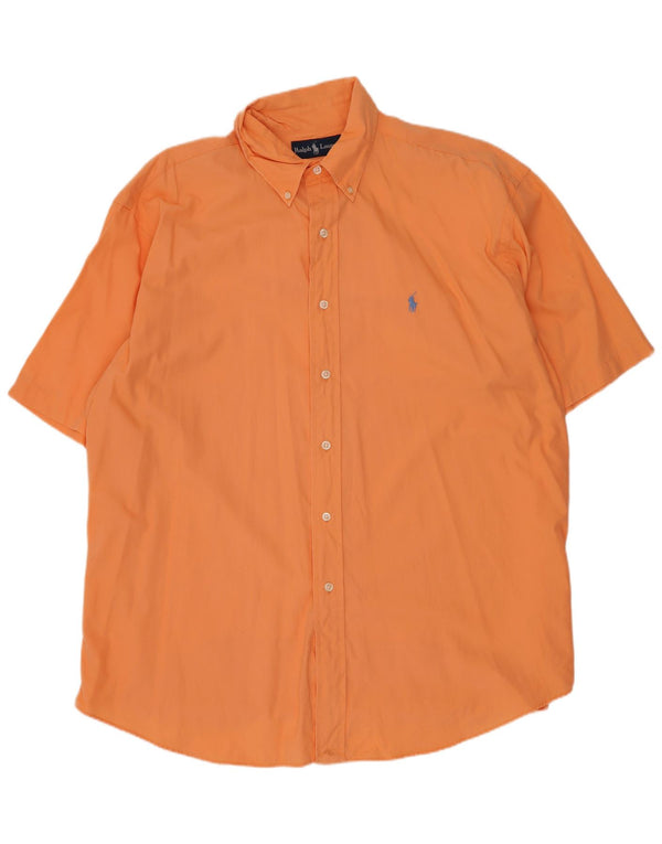 Ralph Lauren Mens Blake Short Sleeve Relaxed Fit Shirt Large Orange Cotton