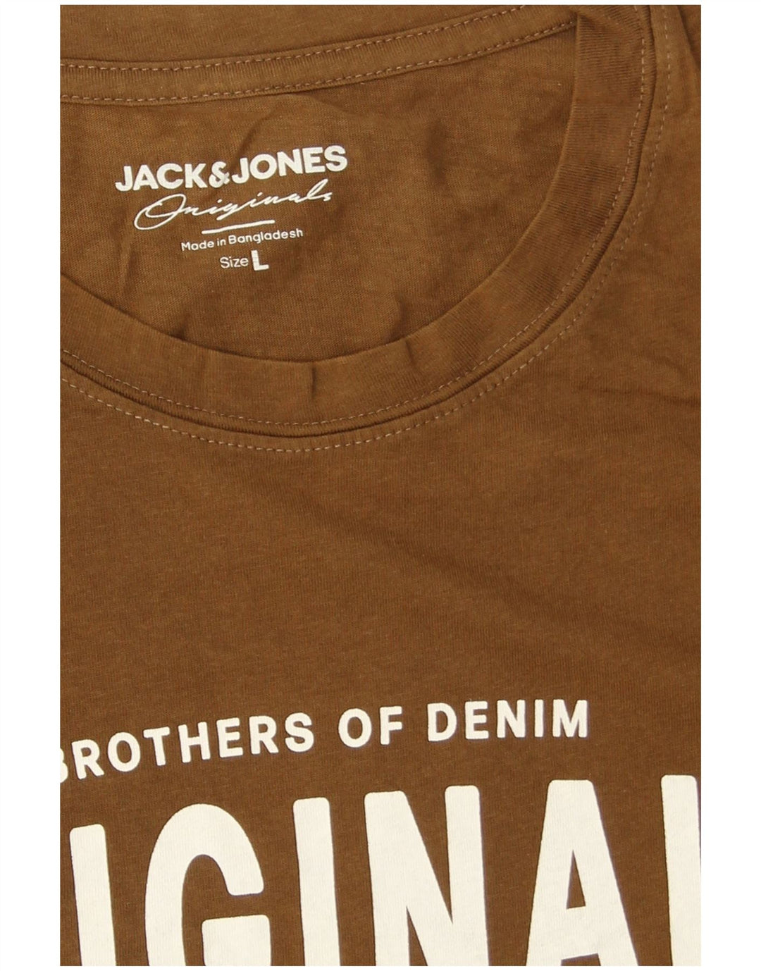 Jack & Jones Mens Graphic T-Shirt Top Large Brown Cotton