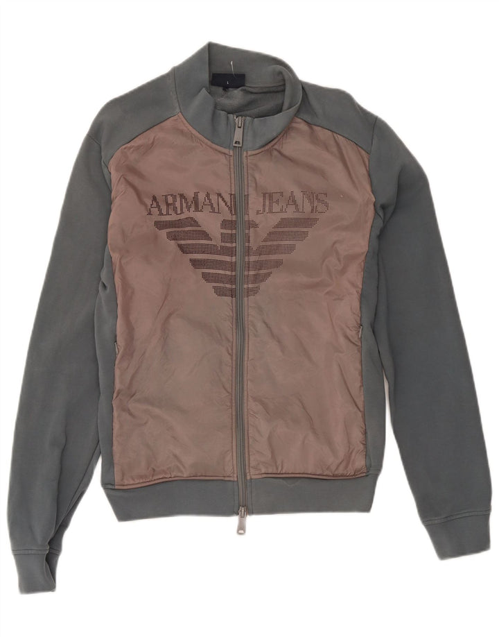 Armani Jeans Womens Tracksuit Top Jacket UK 16 Large Grey Colourblock