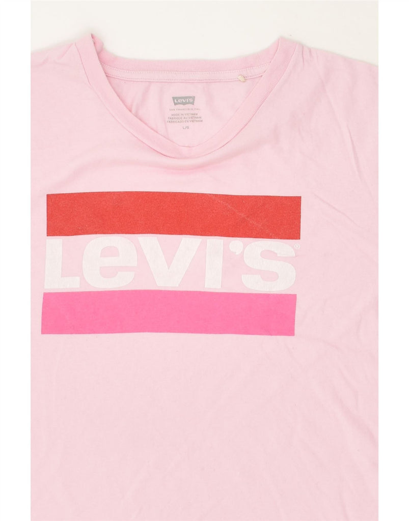 LEVI'S Womens Graphic T-Shirt Top UK 16 Large Pink Cotton | Vintage Levi's | Thrift | Second-Hand Levi's | Used Clothing | Messina Hembry 