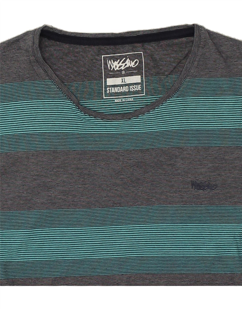 MOSSIMO Mens T-Shirt Top XL Grey Striped | Vintage Mossimo | Thrift | Second-Hand Mossimo | Used Clothing | Messina Hembry 