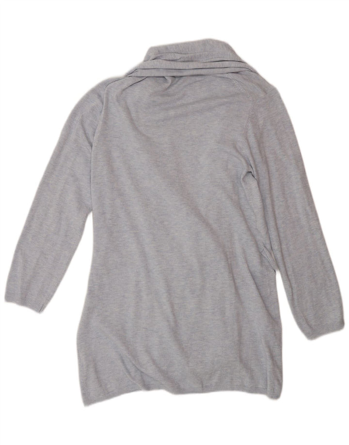 Zara Womens Longline Cardigan Sweater UK 14 Medium Blue Viscose